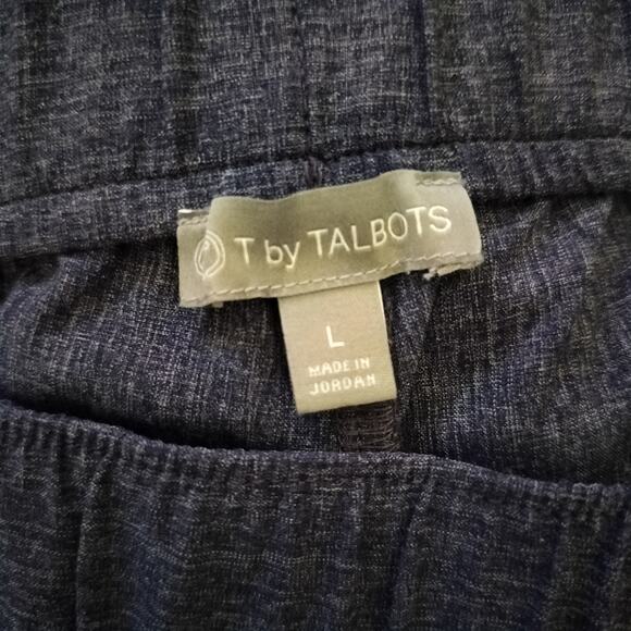 T by Talbots L Elastic Waist Pull On Athleisure Athletic Pants Navy Spacedye - Picture 3 of 4